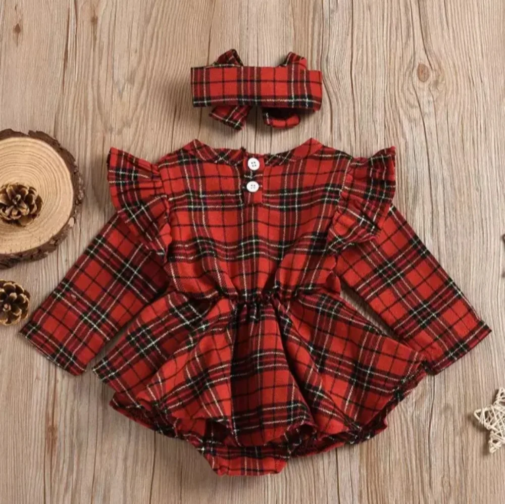 Plaid Tartan Christmas Outfit Clothes Romper The Very Hungry Caterpillar Dress